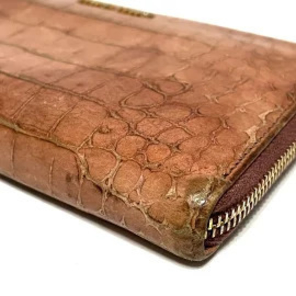 Miu Miu Long Wallet Embossed Leather Round Zipper Pink Beige Cream - Picture 6 of 6